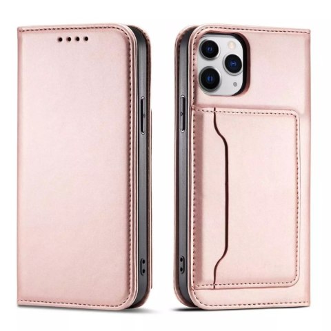 Étui pour cartes magnétiques pour iPhone 12 Pochette Porte-cartes Porte-cartes Rose