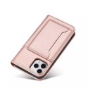 Étui pour cartes magnétiques pour iPhone 12 Pochette Porte-cartes Porte-cartes Rose