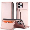 Étui pour cartes magnétiques pour iPhone 12 Pochette Porte-cartes Porte-cartes Rose