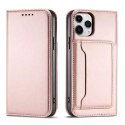 Étui pour cartes magnétiques pour iPhone 12 Pro Max Pouch Card Wallet Card Holder Rose