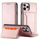 Étui pour cartes magnétiques pour iPhone 12 Pro Max Pouch Card Wallet Card Holder Rose