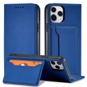 Étui pour cartes magnétiques pour iPhone 12 Pro Max pochette porte-cartes porte-cartes bleu