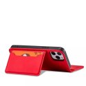 Étui pour cartes magnétiques pour iPhone 12 Pro Pouch Card Wallet Card Holder Rouge