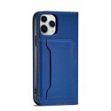 Étui pour cartes magnétiques pour iPhone 12 Pro, porte-cartes, porte-cartes, bleu