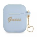 Guess GUA2LSCHSB AirPods 1/2 couverture bleu / bleu Silicone Charm Collection