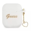 Guess GUA2LSCHSH AirPods 1/2 couverture blanc / blanc Silicone Charm Collection