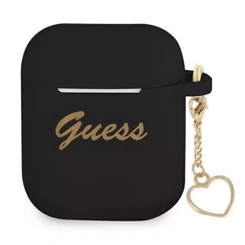 Guess GUA2LSCHSK AirPods 1/2 housse noir / noir Silicone Charm Collection