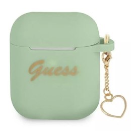 Guess GUA2LSCHSN Housse AirPods vert / vert Silicone Charm Heart Collection