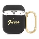 Guess GUA2SASMK AirPods cover czarny/black Saffiano Script Metal Collection