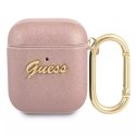 Guess GUA2SASMP AirPods cover różowy/pink Saffiano Script Metal Collection