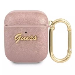 Guess GUA2SASMP AirPods cover różowy/pink Saffiano Script Metal Collection