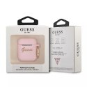 Guess GUA2SSSI AirPods cover różowy/pink Silicone Vintage Script