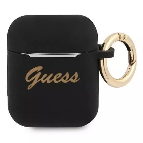 Guess GUA2SSSK AirPods cover czarny/black Silicone Vintage Script