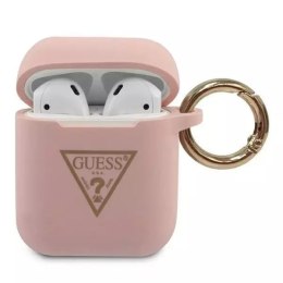 Guess GUACA2LSTLPI AirPods cover różowy/pink Silicone Triangle Logo