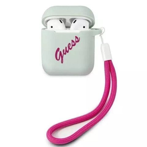 Guess GUACA2LSVSBF AirPods cover niebieski fuksja/blue fuschia Silicone Vintage