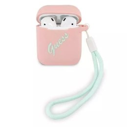 Guess GUACA2LSVSPG AirPods cover różowo zielony/pink green Silicone Vintage