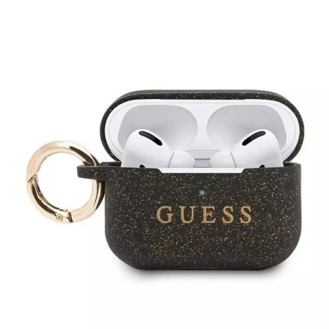 Guess GUACAPSILGLBK AirPods Pro cover czarny/black Silicone Glitter