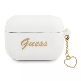Guess GUAPLSCHSH AirPods Pro cover blanc / blanc Silicone Charm Collection