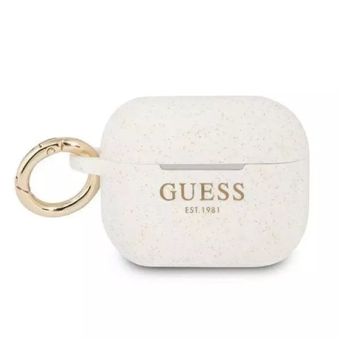 Guess GUAPSGGEH AirPods Pro cover biały/white Silicone Glitter