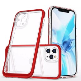 Coque transparente 3 en 1 pour iPhone 11 Pro Max Frame Cover Gel Rouge