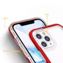 Coque transparente 3 en 1 pour iPhone 11 Pro Max Frame Cover Gel Rouge