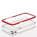 Coque transparente 3 en 1 pour iPhone 11 Pro Max Frame Cover Gel Rouge