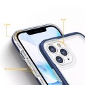 Coque transparente 3 en 1 pour iPhone 11 Pro avec cadre en gel bleu