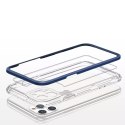 Coque transparente 3 en 1 pour iPhone 11 Pro avec cadre en gel bleu