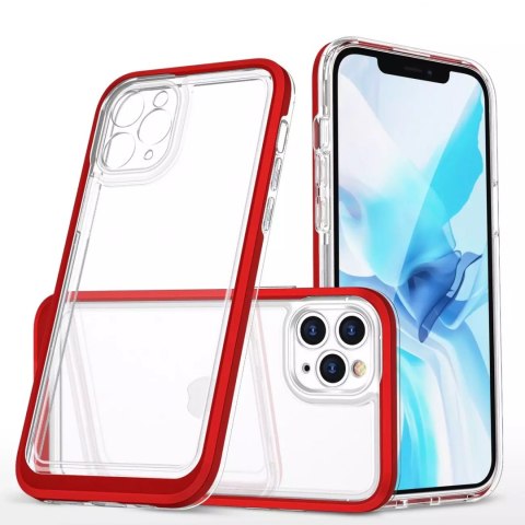 Coque transparente 3 en 1 pour iPhone 11 Pro frame cover gel rouge