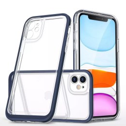 Coque transparente 3 en 1 pour iPhone 11 avec cadre en gel bleu