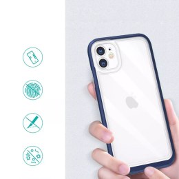 Coque transparente 3 en 1 pour iPhone 11 avec cadre en gel bleu