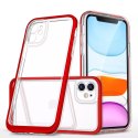 Coque transparente 3 en 1 pour iPhone 11 frame cover gel rouge