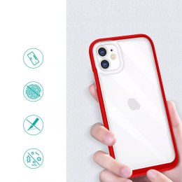 Coque transparente 3 en 1 pour iPhone 11 frame cover gel rouge