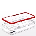 Coque transparente 3 en 1 pour iPhone 11 frame cover gel rouge