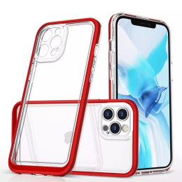 Coque transparente 3 en 1 pour iPhone 12 Pro Max Frame Cover Gel Rouge