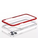 Coque transparente 3 en 1 pour iPhone 12 Pro Max Frame Cover Gel Rouge