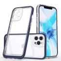 Coque transparente 3 en 1 pour iPhone 12 Pro Max avec cadre en gel bleu