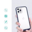 Coque transparente 3 en 1 pour iPhone 12 Pro Max avec cadre en gel bleu