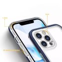 Coque transparente 3 en 1 pour iPhone 12 Pro Max avec cadre en gel bleu