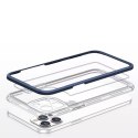 Coque transparente 3 en 1 pour iPhone 12 Pro Max avec cadre en gel bleu