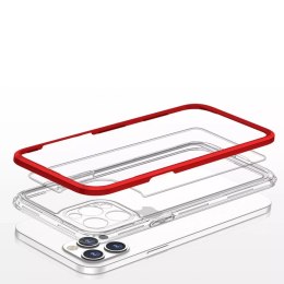 Coque transparente 3 en 1 pour iPhone 12 Pro frame gel cover rouge