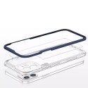 Coque transparente 3 en 1 pour iPhone 12 avec cadre en gel bleu