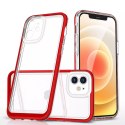 Coque transparente 3 en 1 pour iPhone 12 frame gel cover rouge