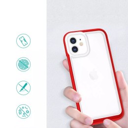 Coque transparente 3 en 1 pour iPhone 12 frame gel cover rouge