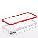 Coque transparente 3 en 1 pour iPhone 12 frame gel cover rouge