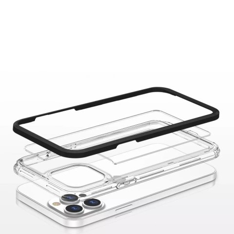 Coque transparente 3 en 1 pour iPhone 13 Pro Max coque gel avec cadre noir