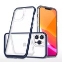 Coque transparente 3 en 1 pour iPhone 13 Pro avec cadre en gel bleu