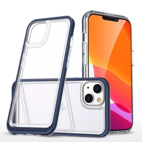 Coque transparente 3 en 1 pour iPhone 13 avec cadre en gel bleu