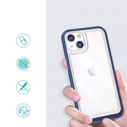 Coque transparente 3 en 1 pour iPhone 13 avec cadre en gel bleu