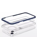 Coque transparente 3 en 1 pour iPhone 13 avec cadre en gel bleu